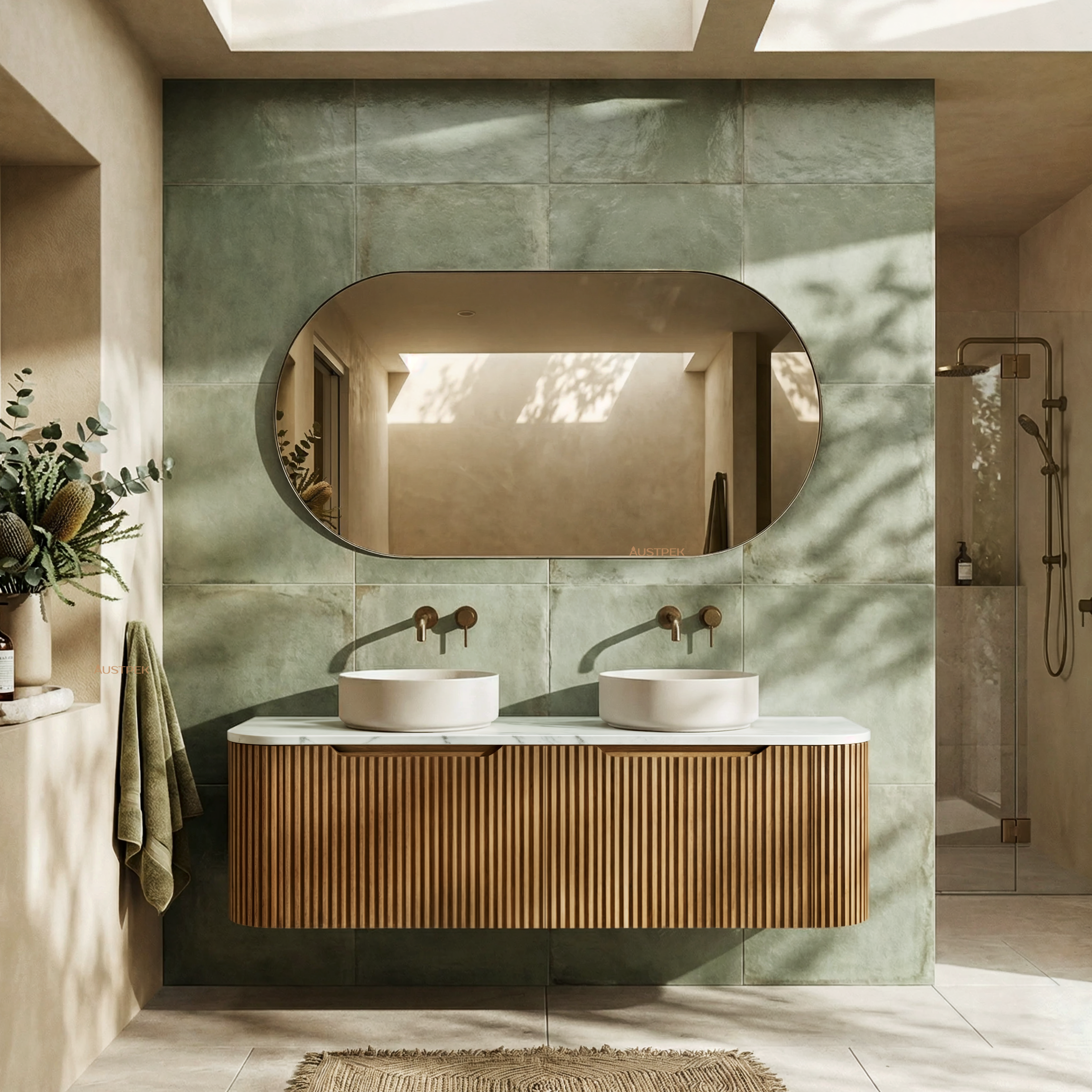 RIVA BERGEN SOLID TIMBER 1500MM DOUBLE BOWL WALL HUNG VANITY