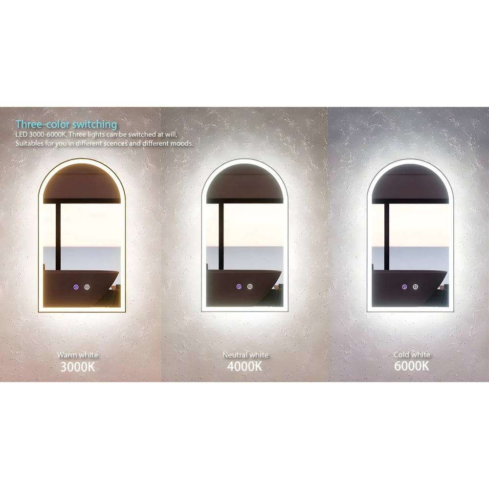 RIVA R3 FRAMED ROUND LED MIRROR 3 COLOUR LIGHTS WITH DIMMER BRUSHED COPPER 800X800MM