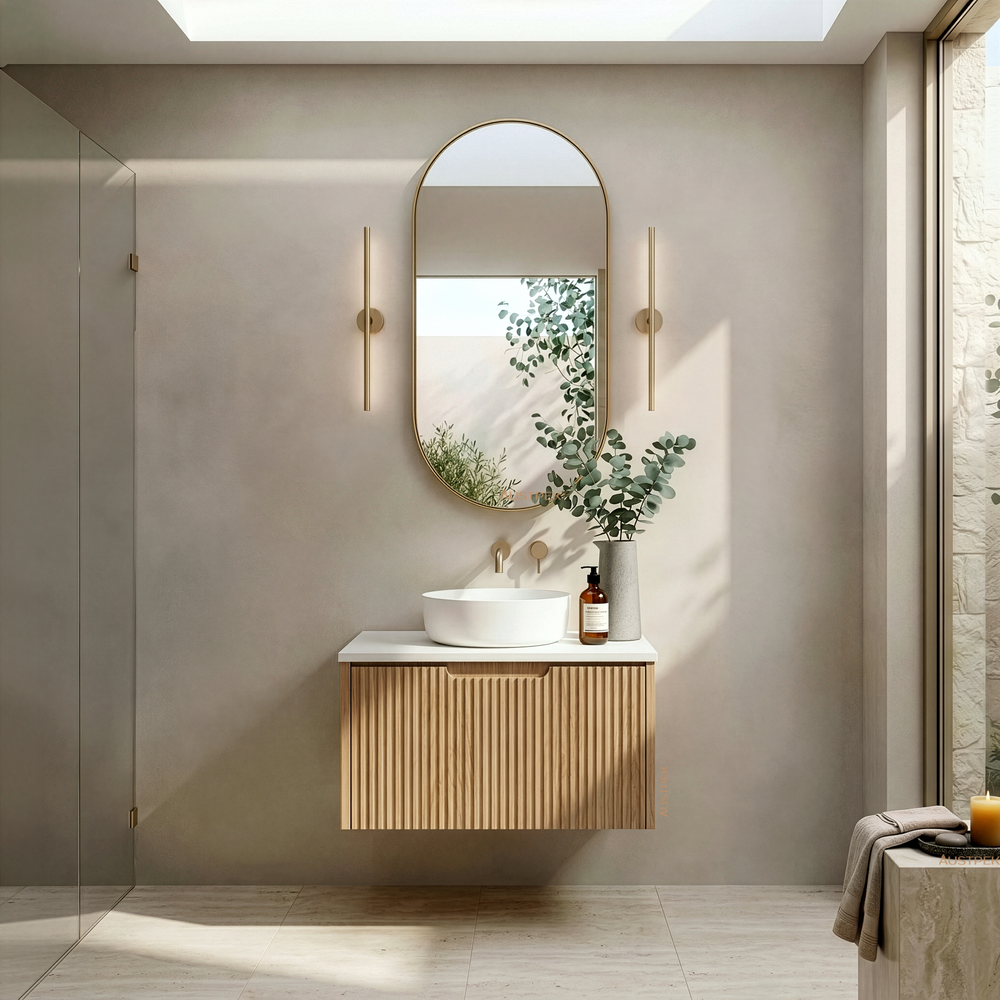 RIVA VIENNA AMERICAN OAK 750MM SINGLE BOWL WALL HUNG VANITY
