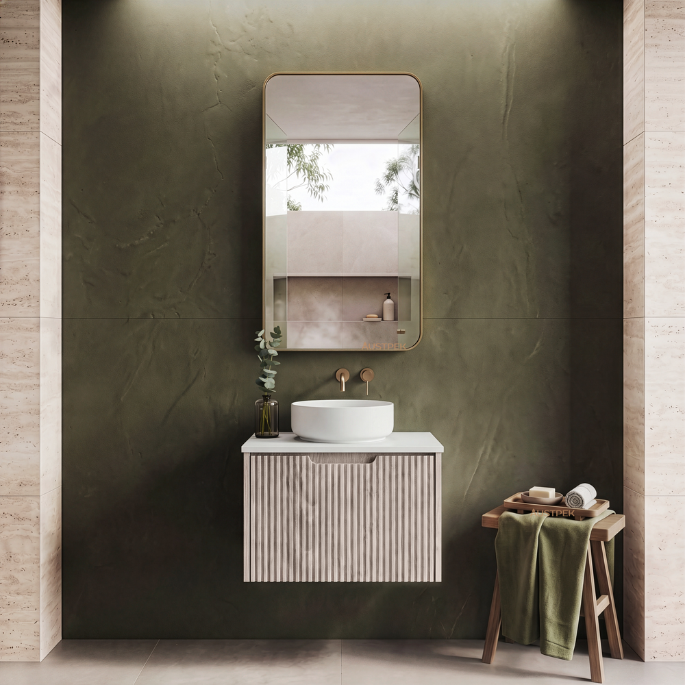 RIVA VIENNA WHITE OAK 600MM SINGLE BOWL WALL HUNG VANITY