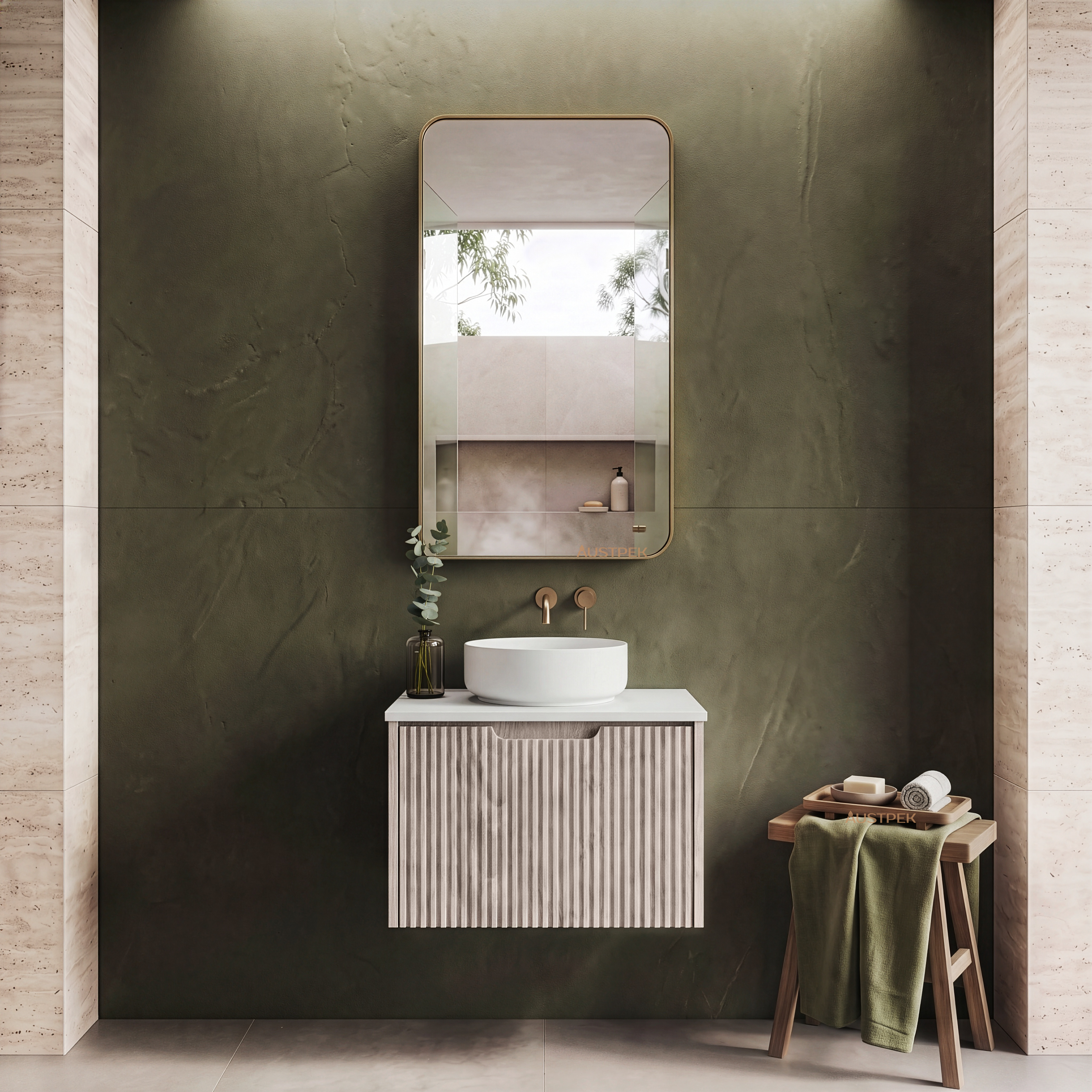 RIVA VIENNA WHITE OAK 600MM SINGLE BOWL WALL HUNG VANITY