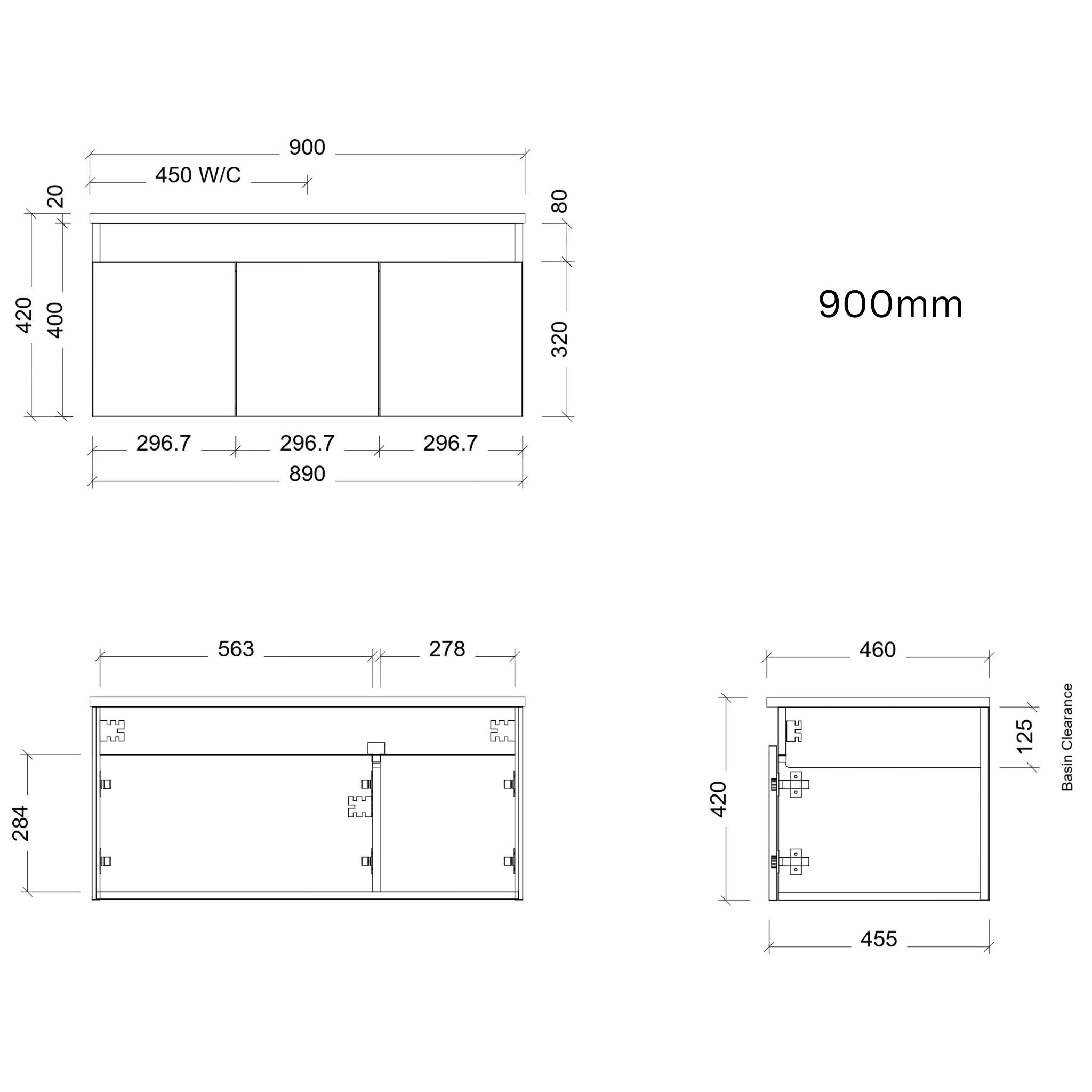 TIMBERLINE ROCKFORD CUSTOM WALL HUNG VANITY (ALL SIZING)