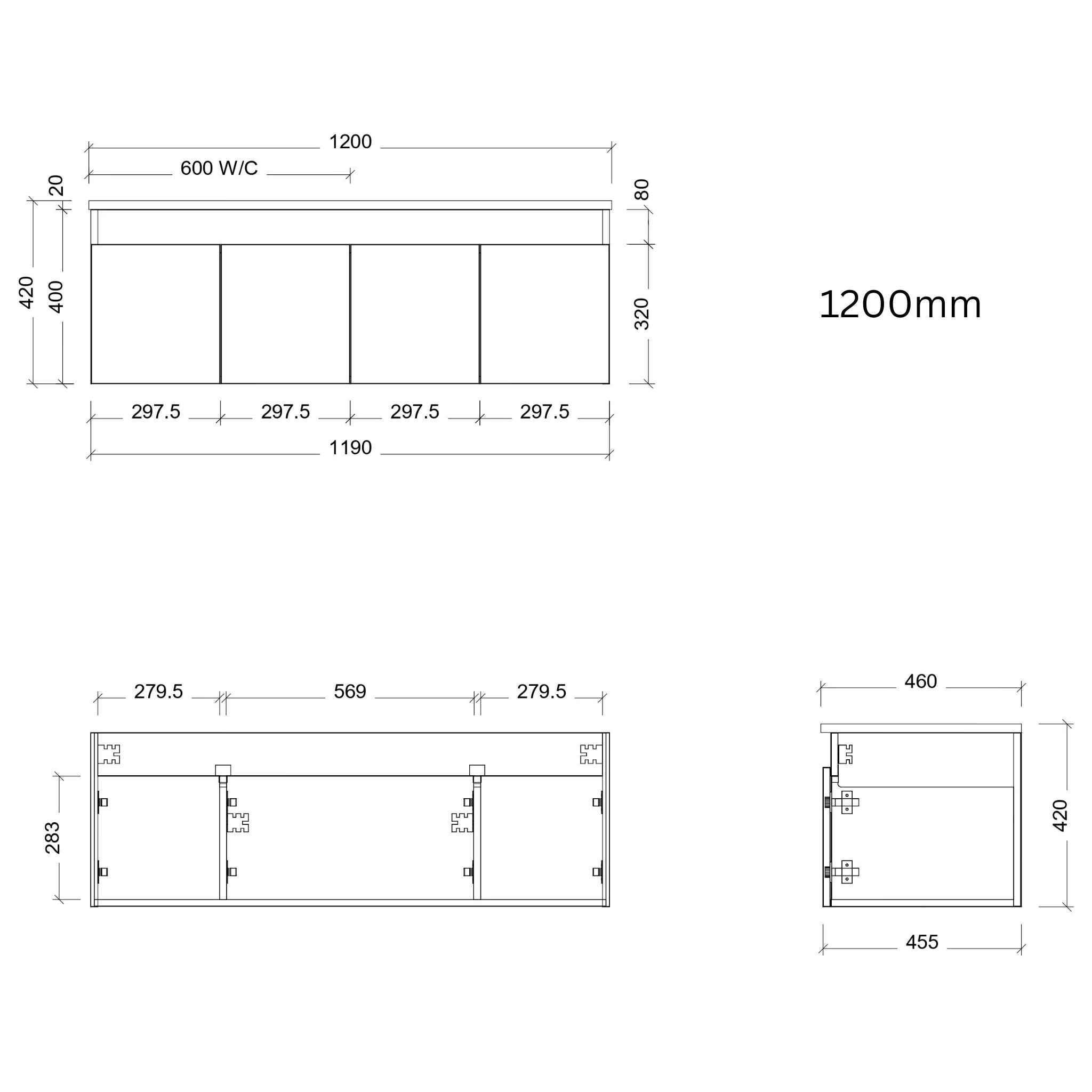 TIMBERLINE ROCKFORD CUSTOM WALL HUNG VANITY (ALL SIZING)
