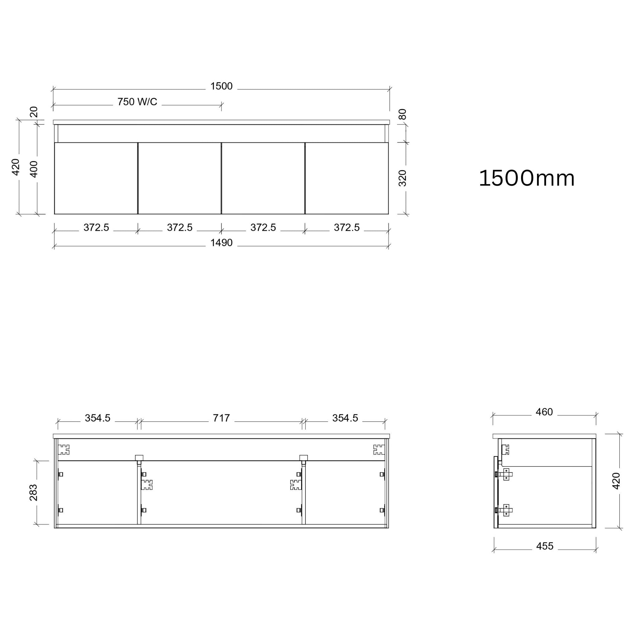 TIMBERLINE ROCKFORD CUSTOM WALL HUNG VANITY (ALL SIZING)