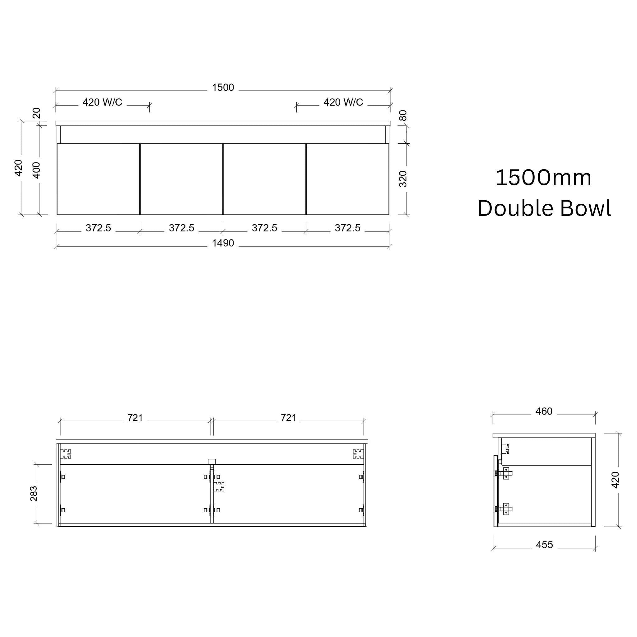 TIMBERLINE ROCKFORD CUSTOM WALL HUNG VANITY (ALL SIZING)