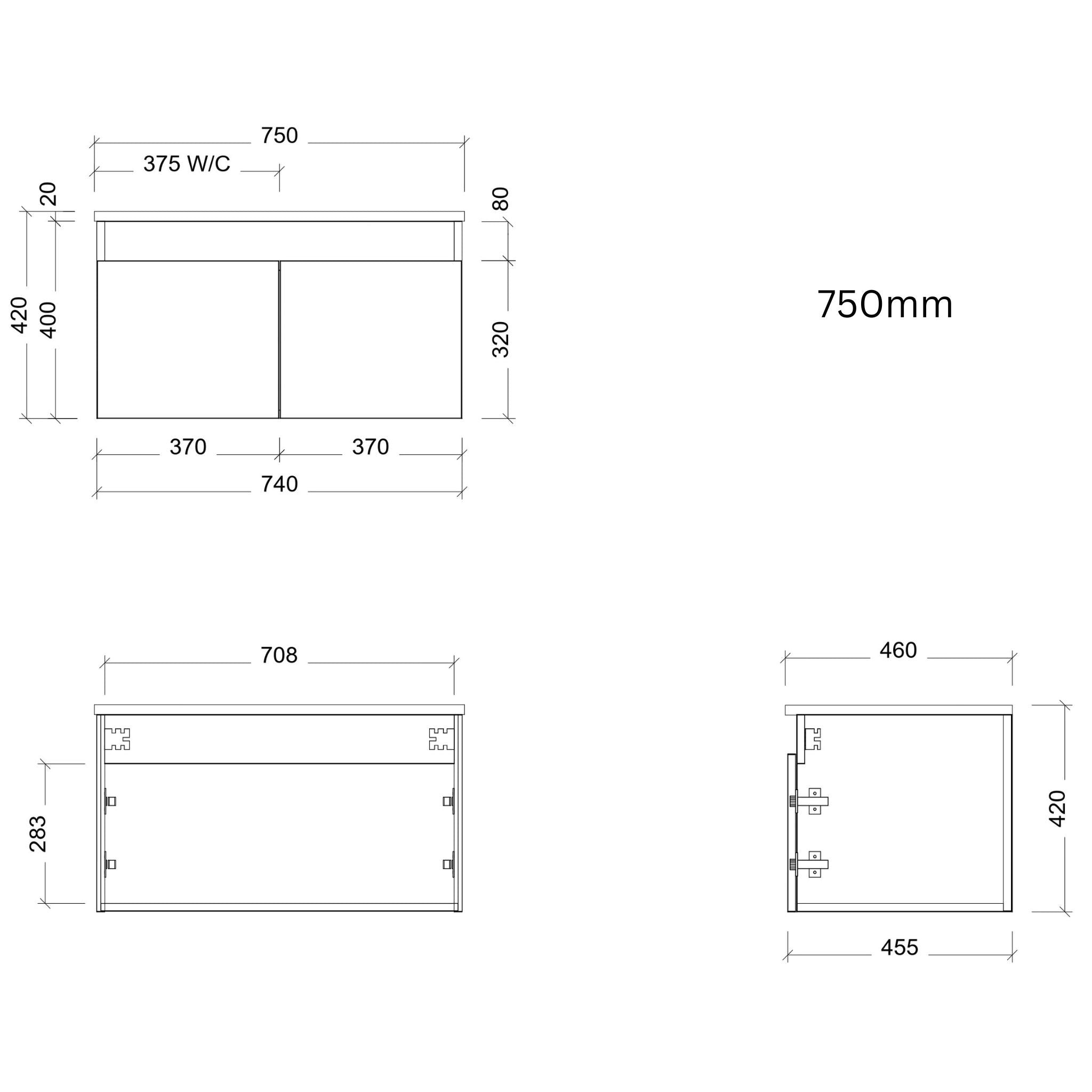 TIMBERLINE ROCKFORD CUSTOM WALL HUNG VANITY (ALL SIZING)