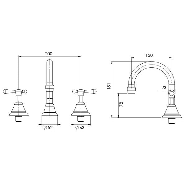 PHOENIX RHAPSODY LEAD FREE LEVER BASIN SET 181MM CHROME