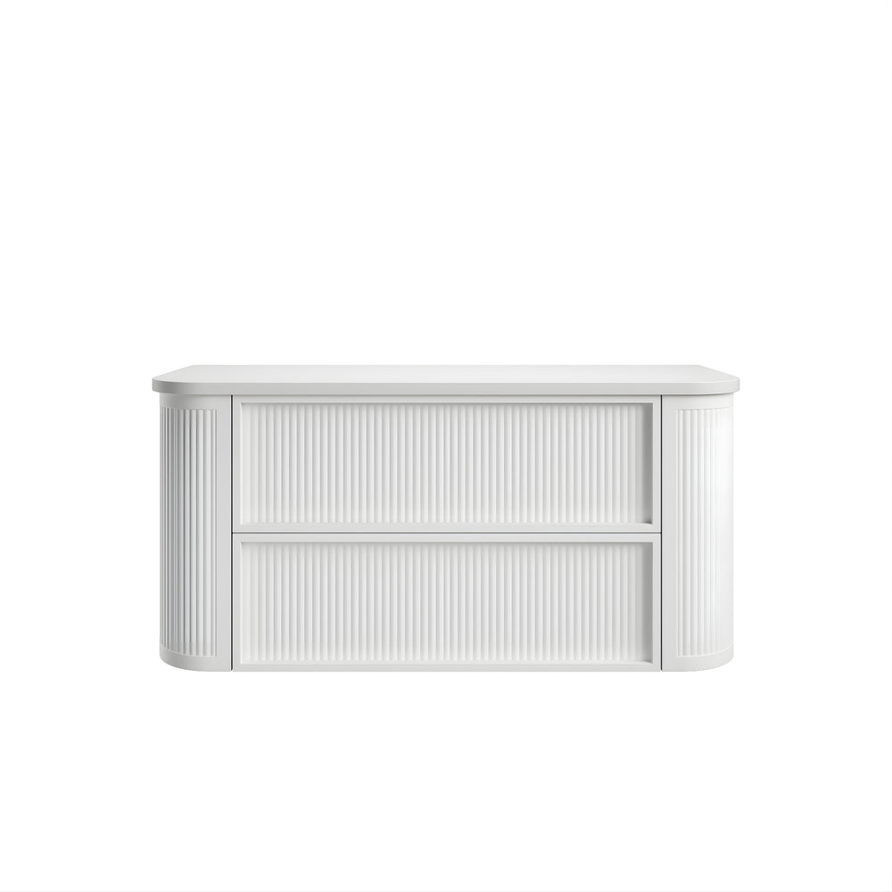 AULIC RAMEE CURVED MATTE WHITE 1200MM SINGLE BOWL WALL HUNG VANITY