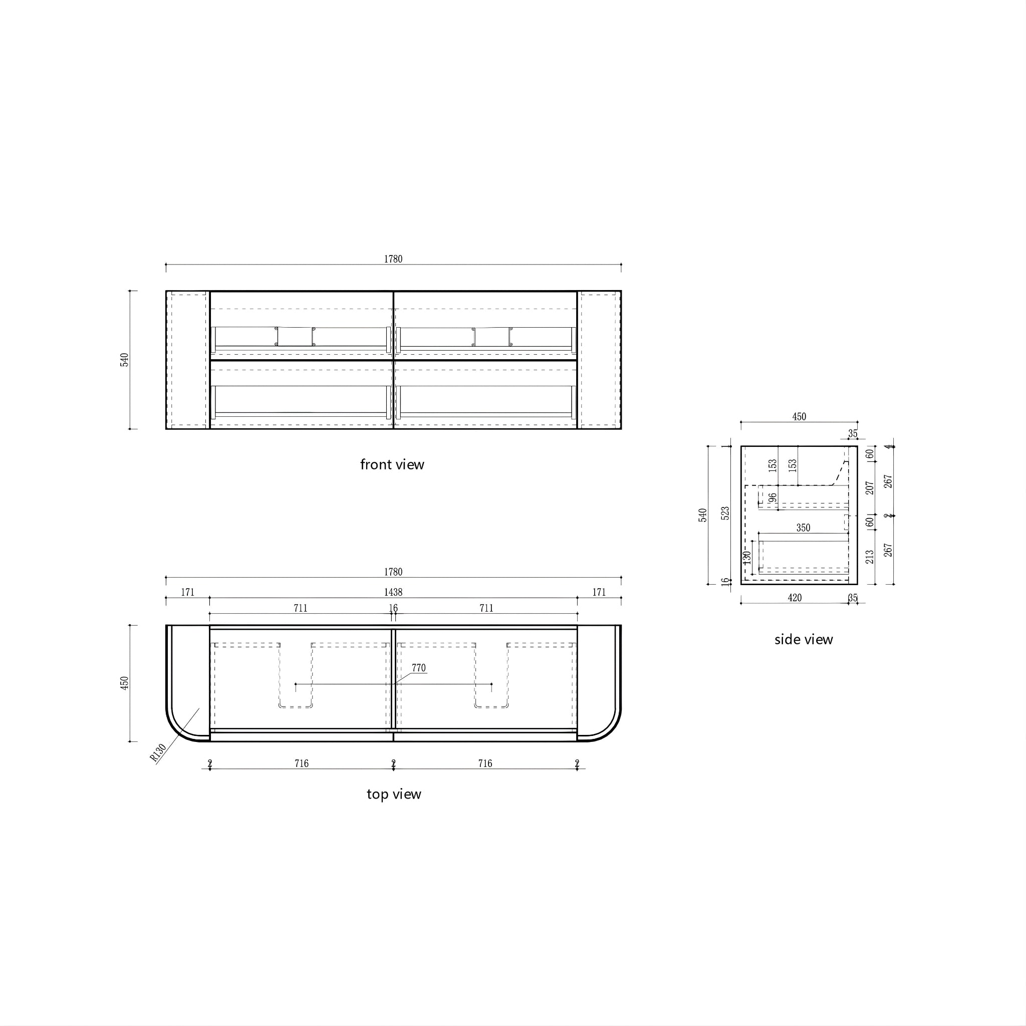 AULIC RAMEE CURVED MATTE WHITE 1800MM DOUBLE BOWL WALL HUNG VANITY