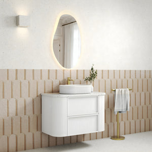 AULIC RAMEE CURVED MATTE WHITE 900MM SINGLE BOWL WALL HUNG VANITY