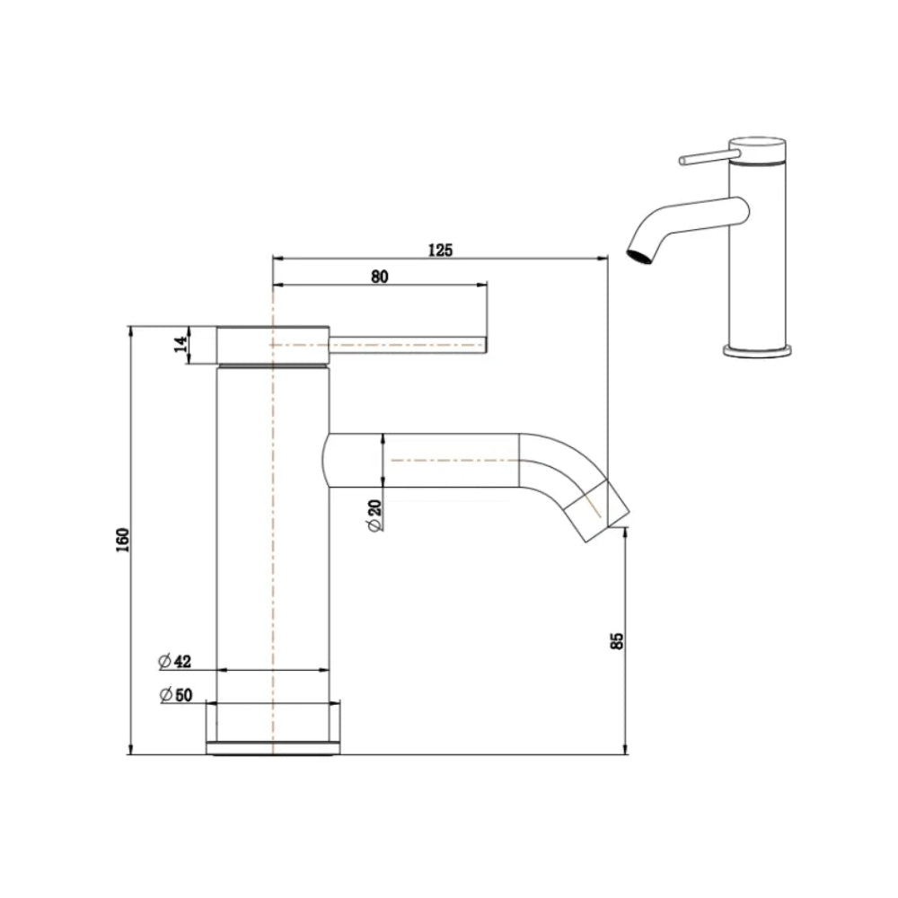BELLA VISTA MICA LEAD FREE BASIN MIXER 160MM GUN METAL