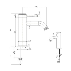 BELLA VISTA MICA HERITAGE BASIN MIXER 162MM CHROME