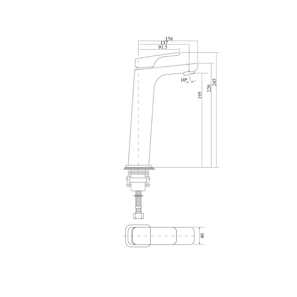 BELLA VISTA CHASER TALL BASIN MIXER 245MM CHROME