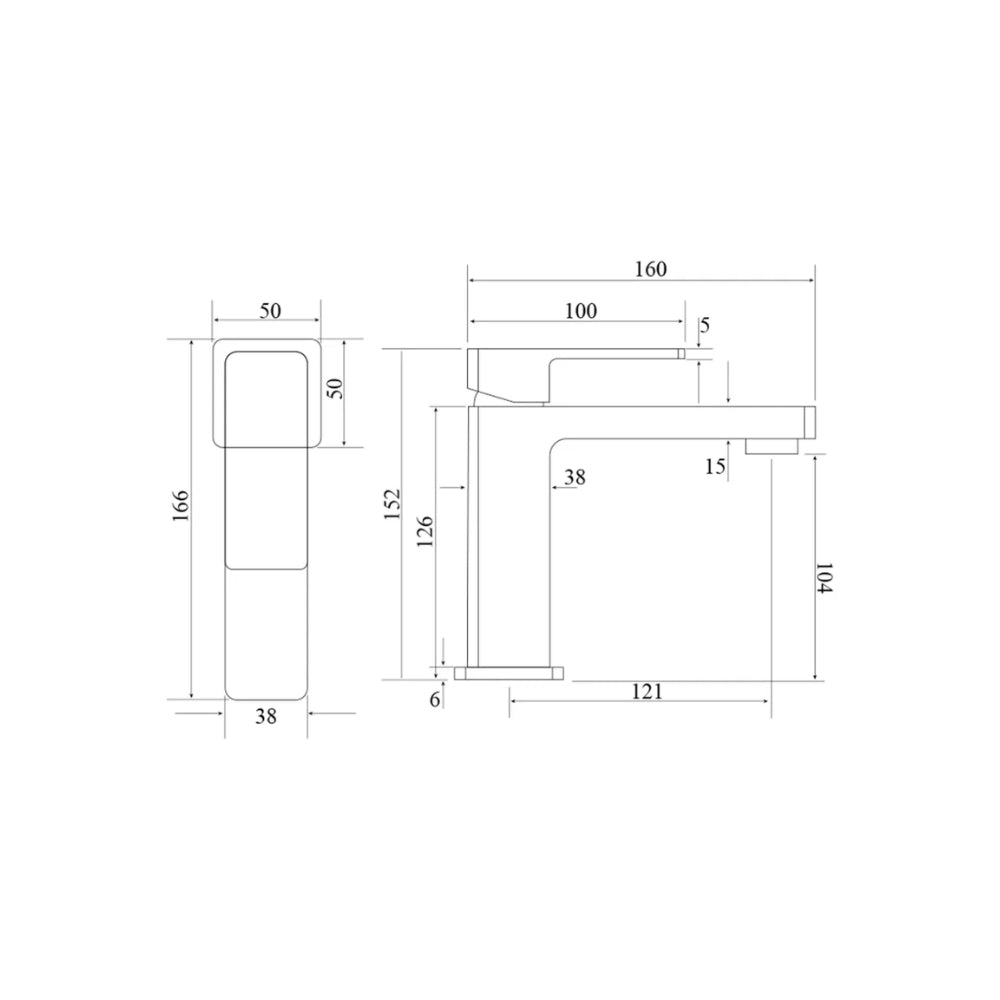 BELLA VISTA MILOS BASIN MIXER 166MM BRUSHED NICKEL