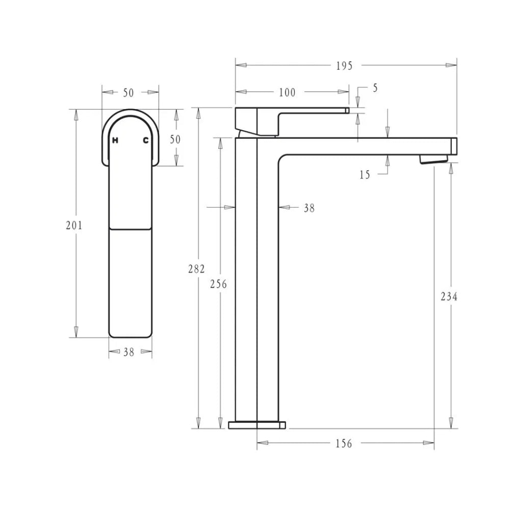 BELLA VISTA FLORES TALL BASIN MIXER 282MM BRUSHED NICKEL