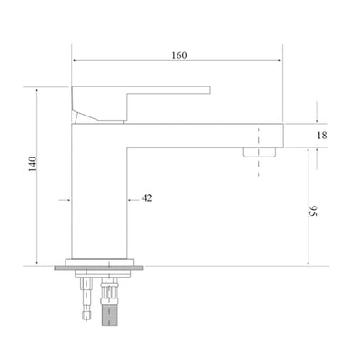 BELLA VISTA DEKO ONE PIECE BASIN MIXER 140MM BLACK