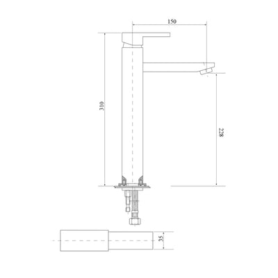 BELLA VISTA DEKO TALL BASIN MIXER 310MM CHROME