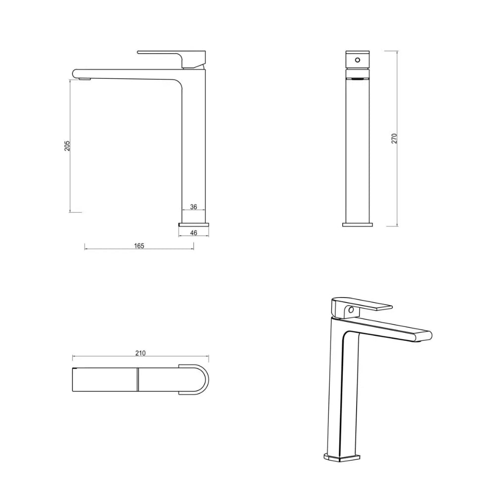 BELLA VISTA BEKI TALL BASIN MIXER 270MM CHROME