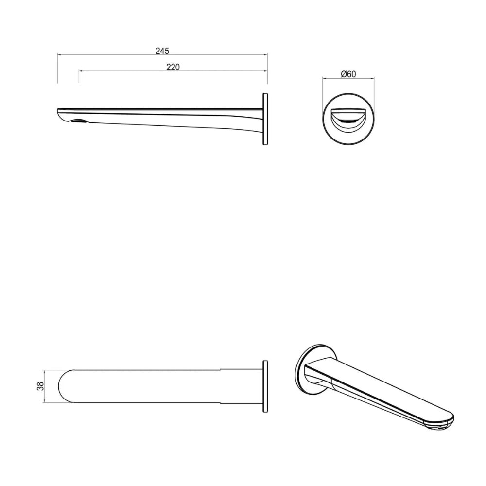 BELLA VISTA LANTRA BATH SPOUT 245MM GUN METAL
