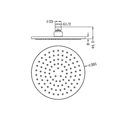 NERO ROUND SHOWER HEAD 200MM CHROME