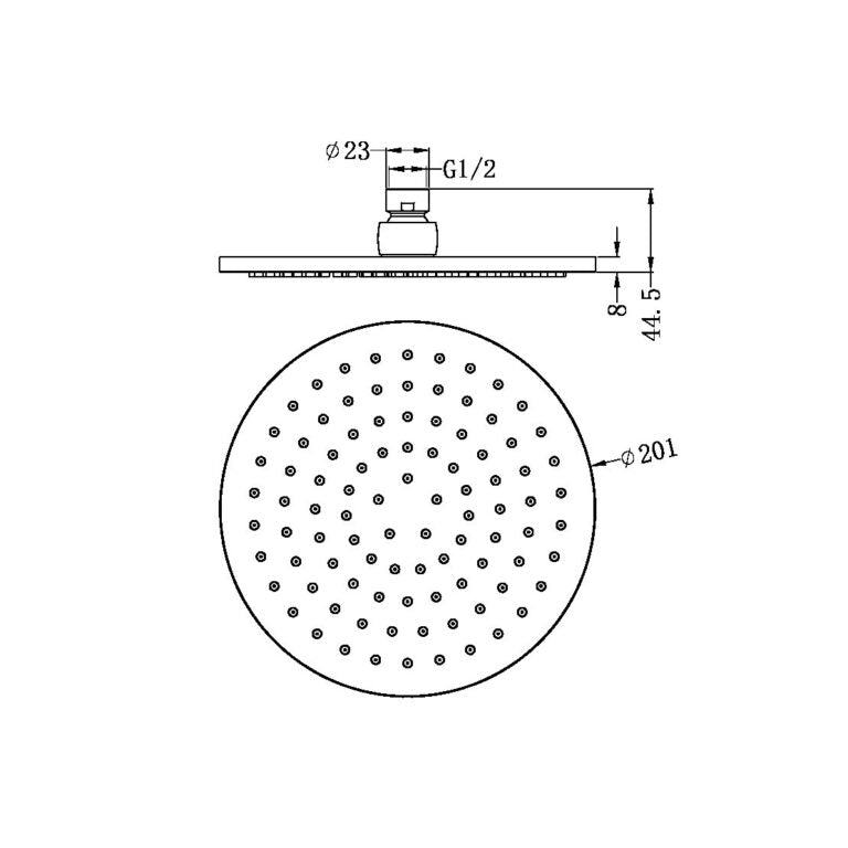 NERO ROUND SHOWER HEAD 200MM CHROME