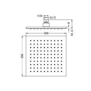NERO SQUARE SHOWER HEAD 200MM CHROME