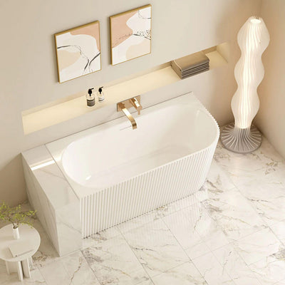 MERCIO ROSE V-GROOVE LEFT CORNER BATHTUB MATTE WHITE 1700MM