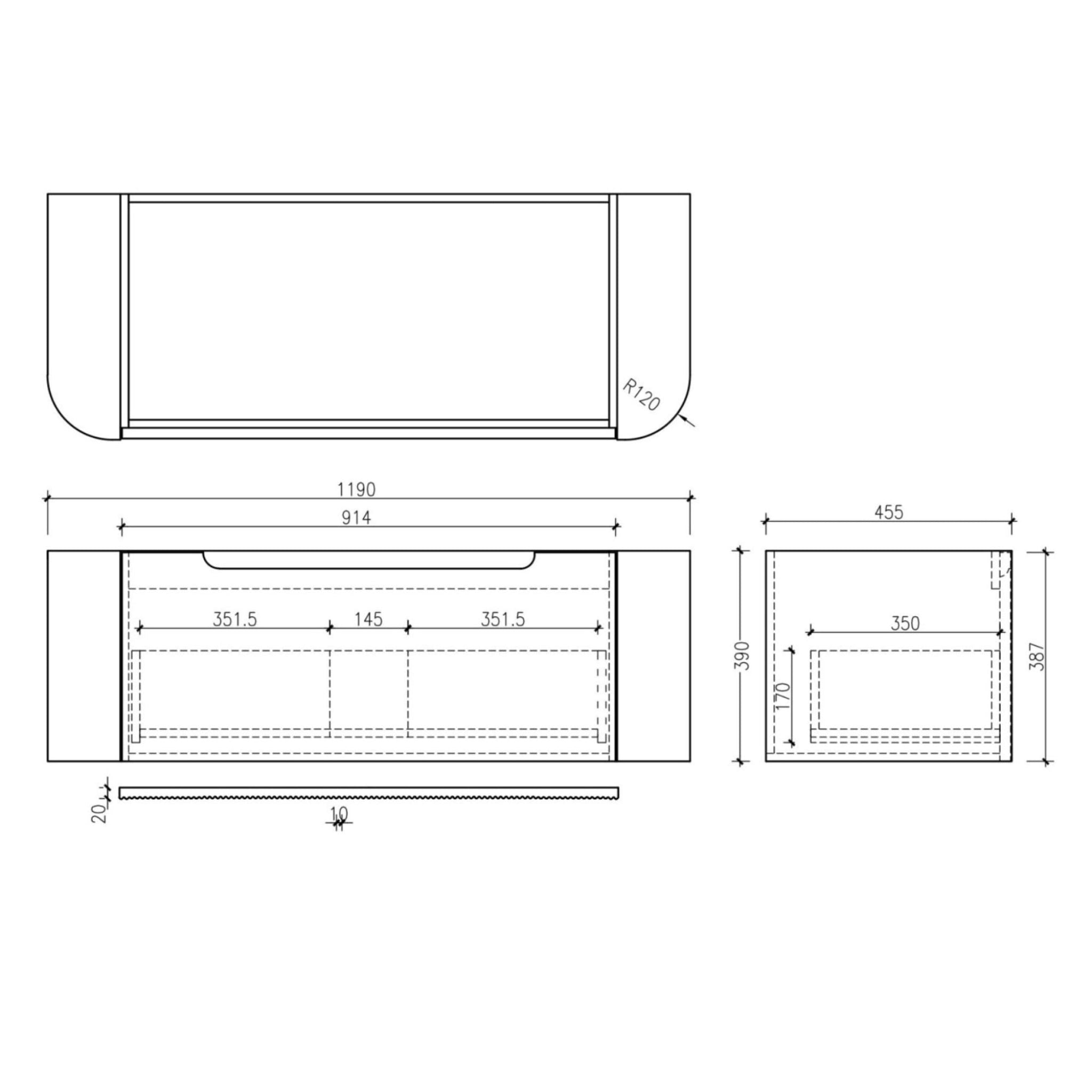 MERCIO ROME MATTE BLACK FLUTED 1200MM SINGLE BOWL WALL HUNG VANITY