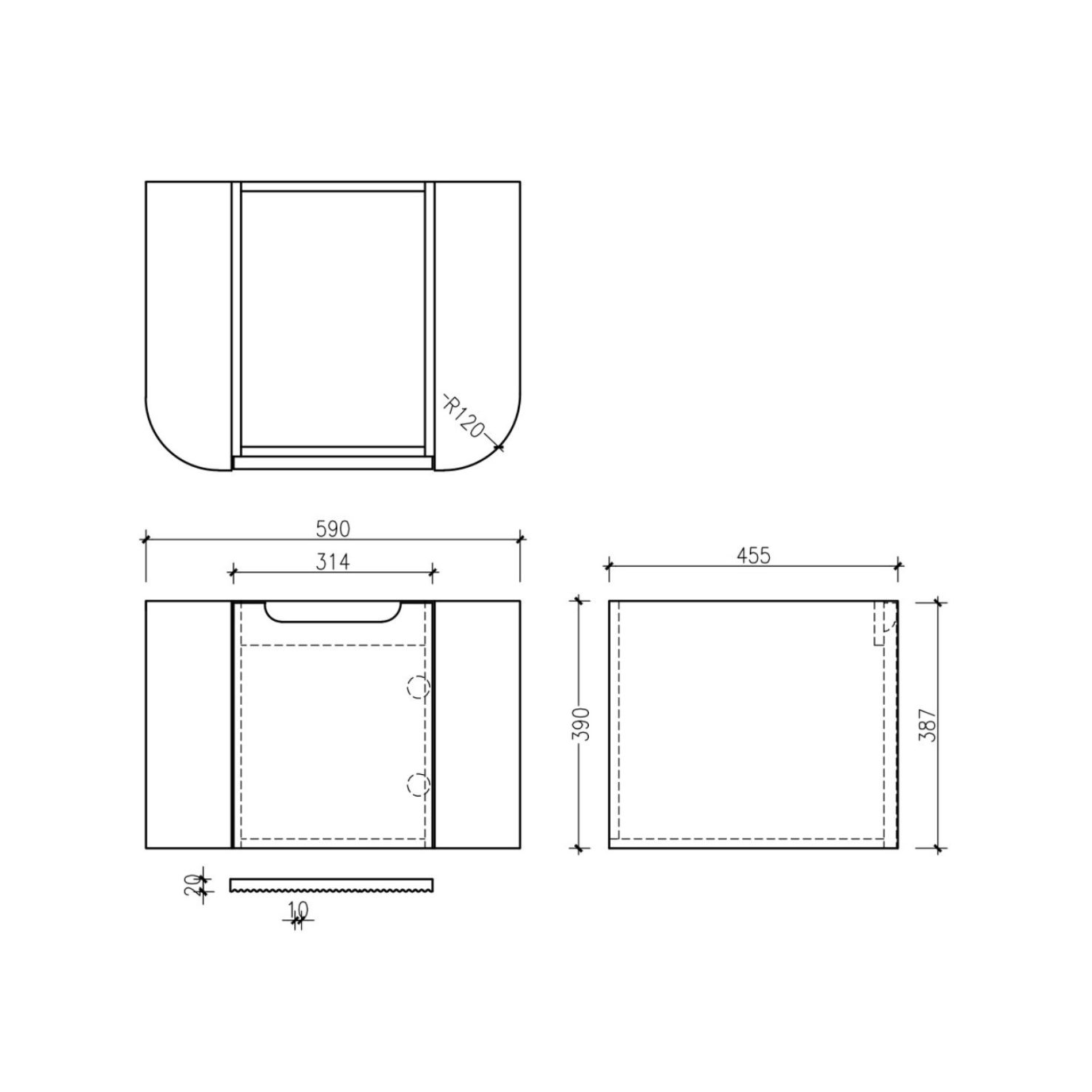 MERCIO ROME MATTE BLACK FLUTED 600MM SINGLE BOWL WALL HUNG VANITY