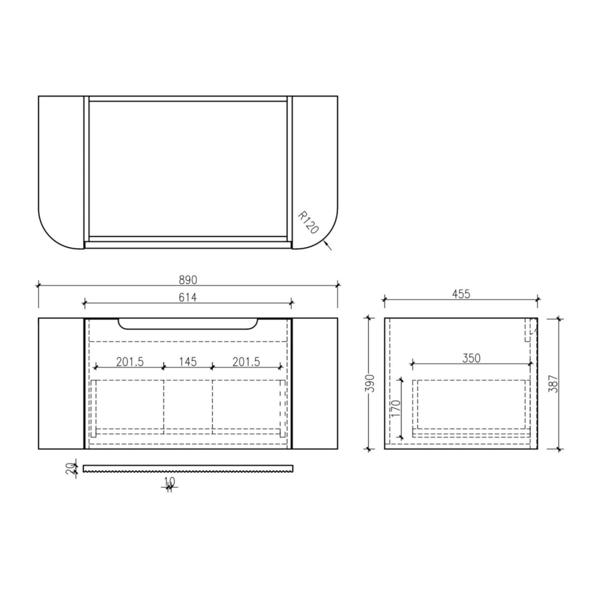 MERCIO ROME MATTE BLACK FLUTED 900MM SINGLE BOWL WALL HUNG VANITY