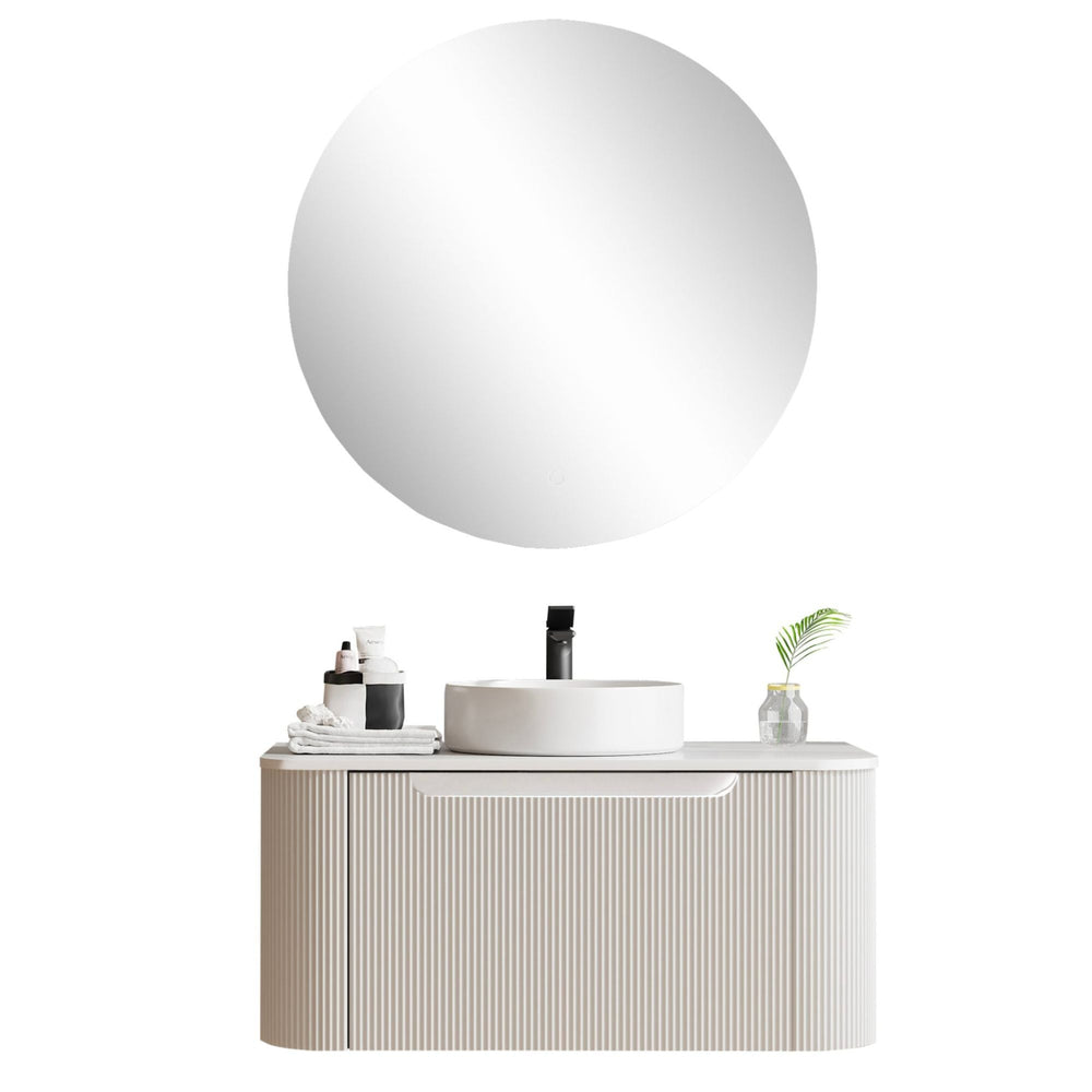 MERCIO ROME MATTE WHITE FLUTED 900MM SINGLE BOWL WALL HUNG VANITY