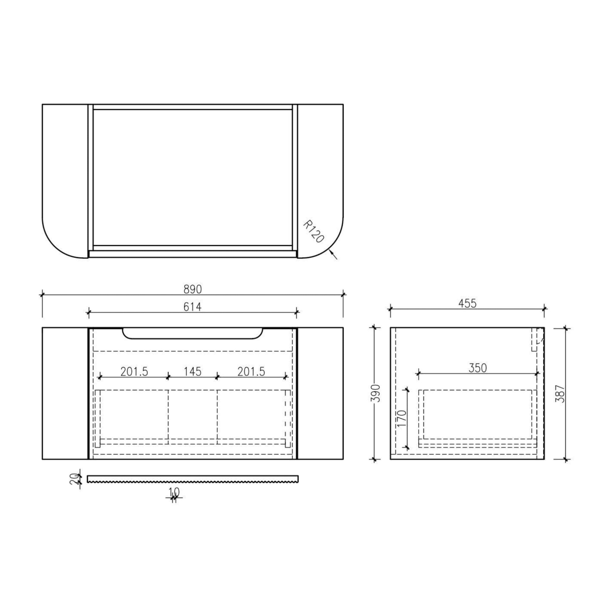 MERCIO ROME MATTE WHITE FLUTED 900MM SINGLE BOWL WALL HUNG VANITY