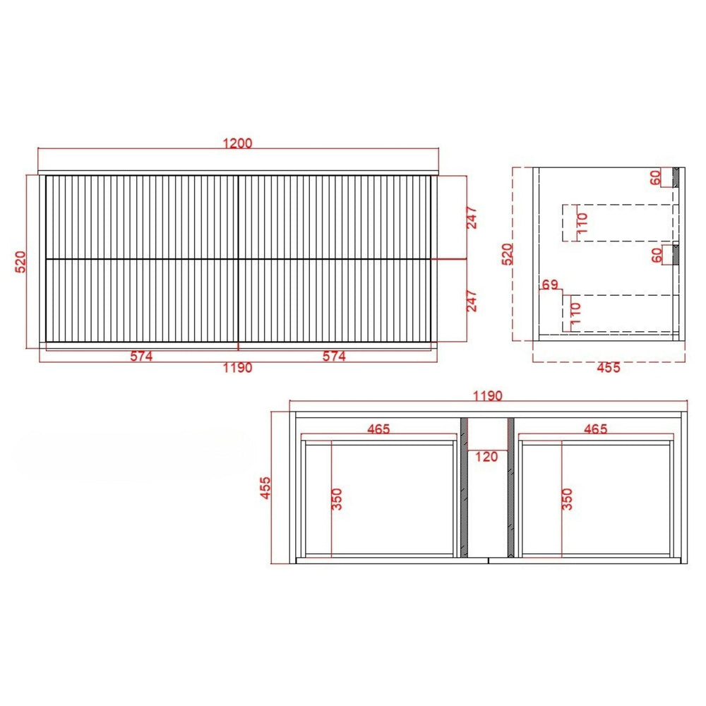 CETO ROME MATTE WHITE 1200MM SINGLE BOWL WALL HUNG VANITY