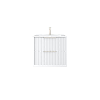 CETO ROME MATTE WHITE 600MM SINGLE BOWL WALL HUNG VANITY