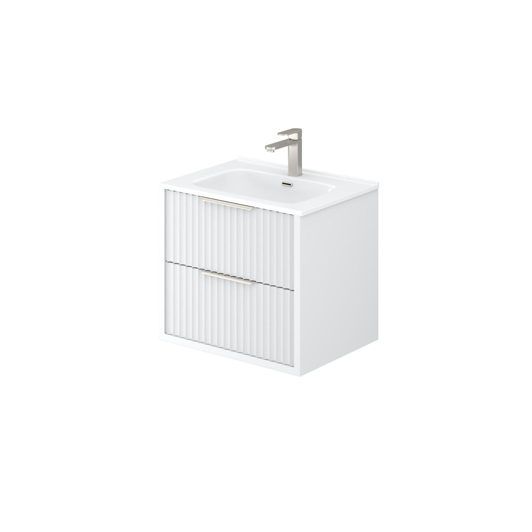 CETO ROME MATTE WHITE 600MM SINGLE BOWL WALL HUNG VANITY