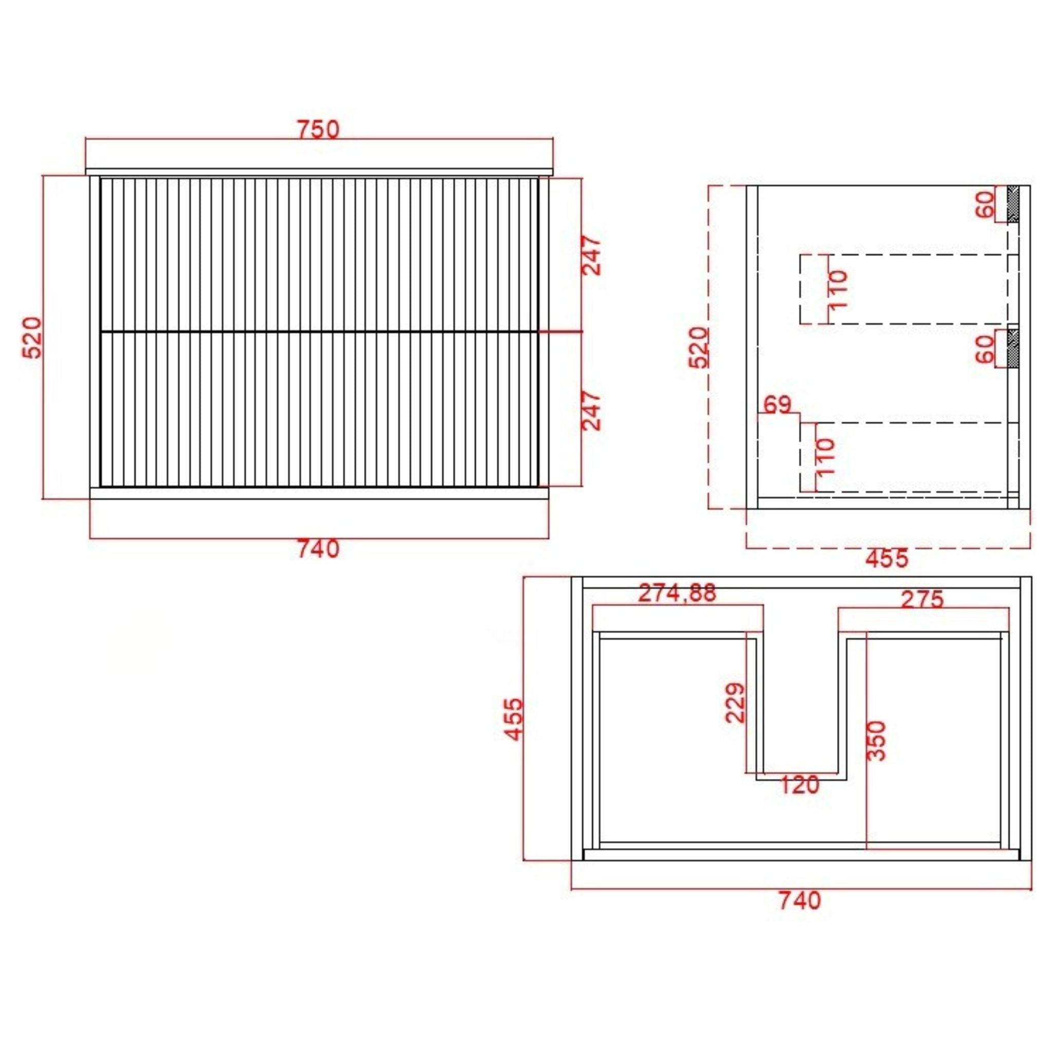 CETO ROME MATTE WHITE 750MM SINGLE BOWL WALL HUNG VANITY