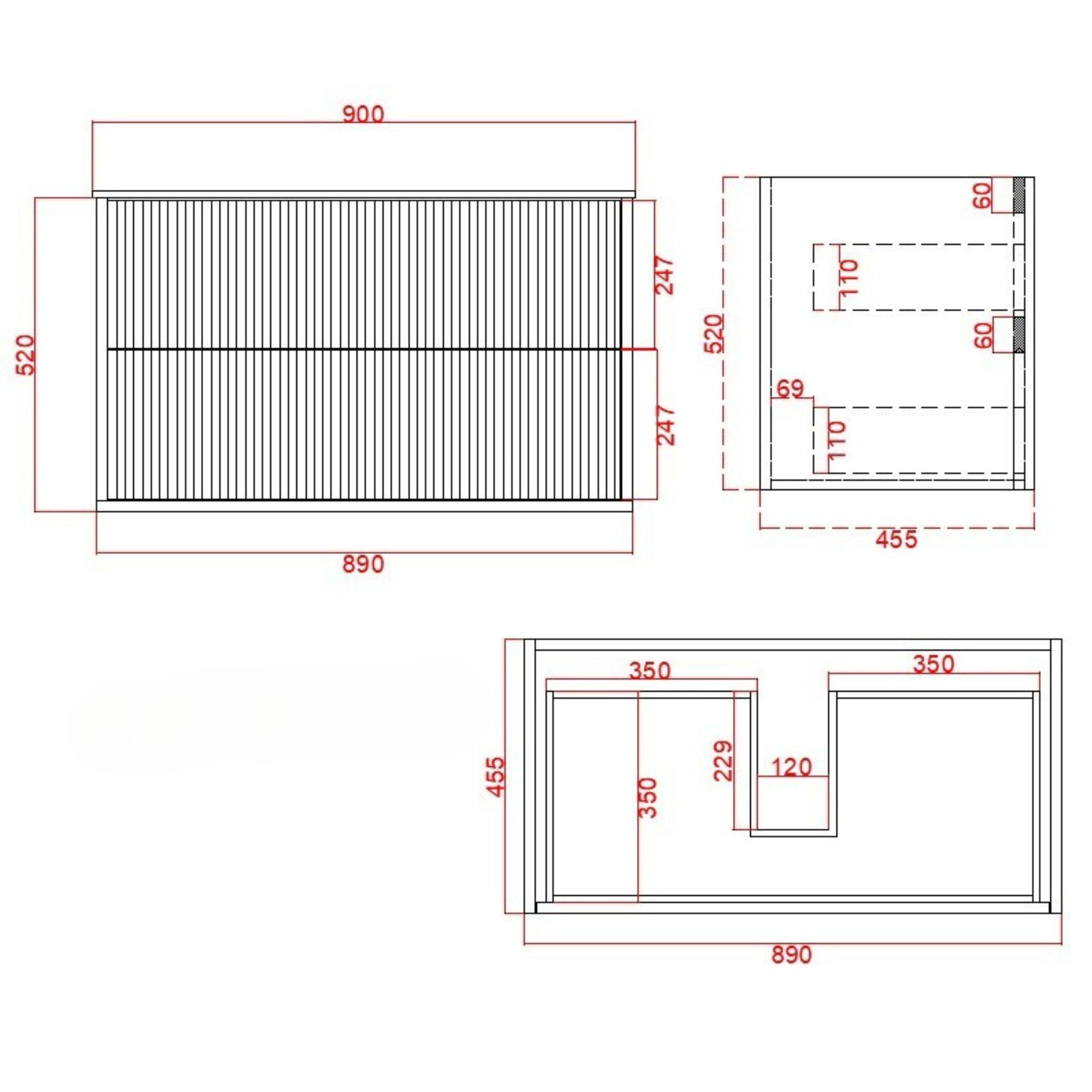 CETO ROME MATTE WHITE 900MM SINGLE BOWL WALL HUNG VANITY