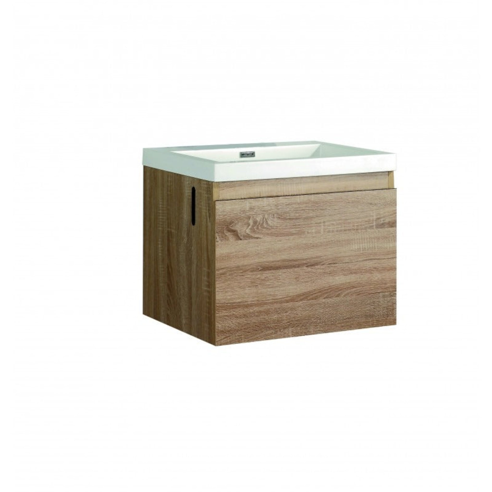 BELBAGNO ROXANNE WHITE OAK 600MM SINGLE BOWL WALL HUNG VANITY
