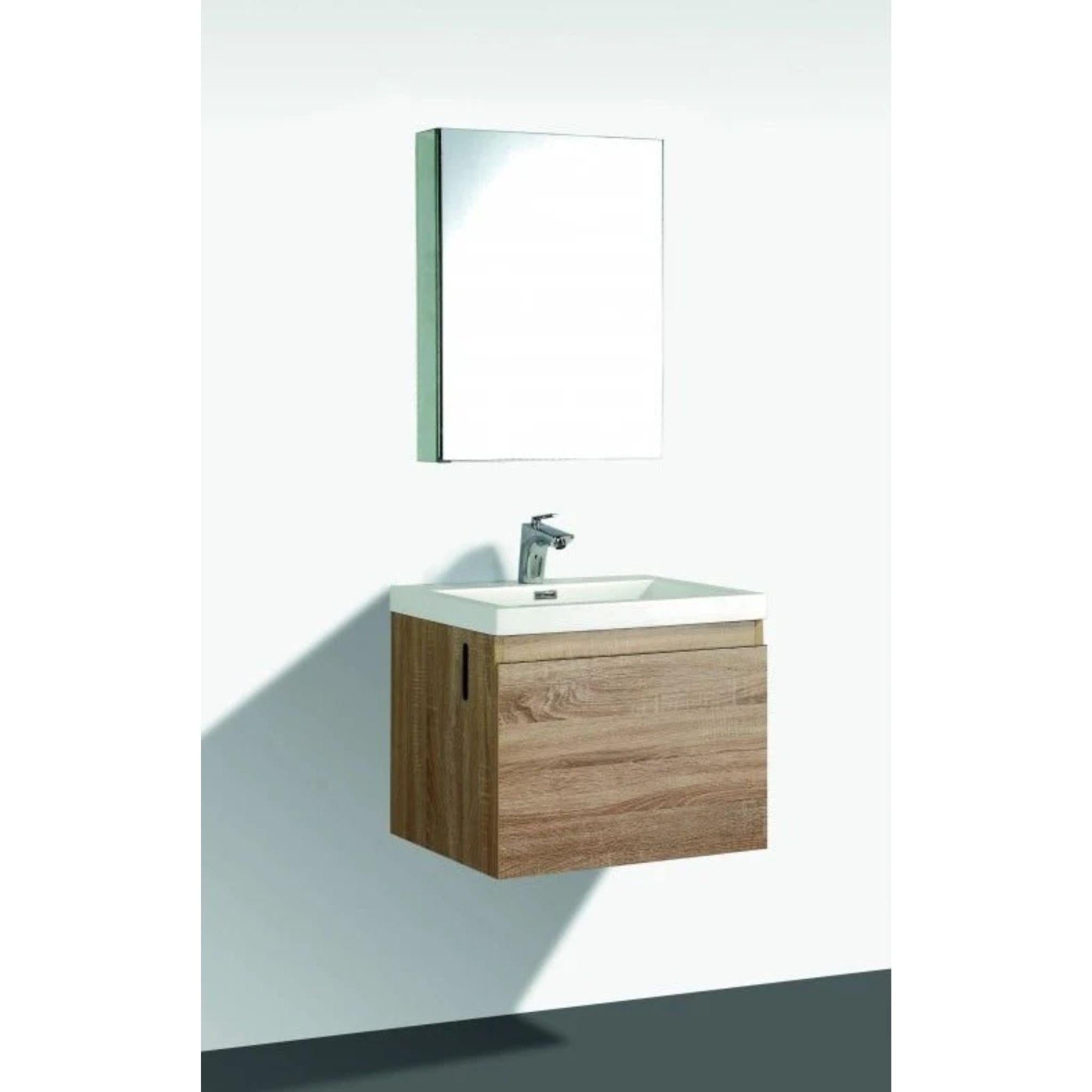 BELBAGNO ROXANNE WHITE OAK 600MM SINGLE BOWL WALL HUNG VANITY