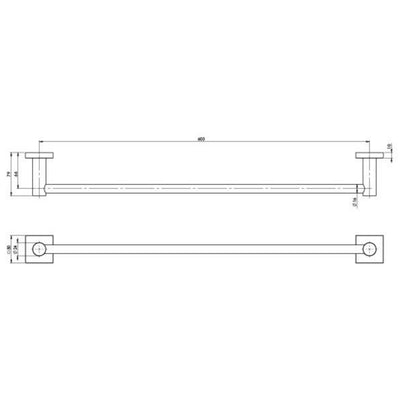 PHOENIX RADII SINGLE NON-HEATED TOWEL RAIL SQUARE PLATE BRUSHED CARBON 600MM AND 800MM