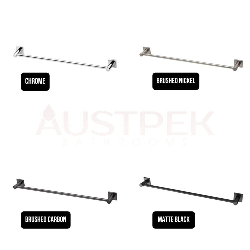PHOENIX RADII SINGLE NON-HEATED TOWEL RAIL SQUARE PLATE BRUSHED CARBON 600MM AND 800MM