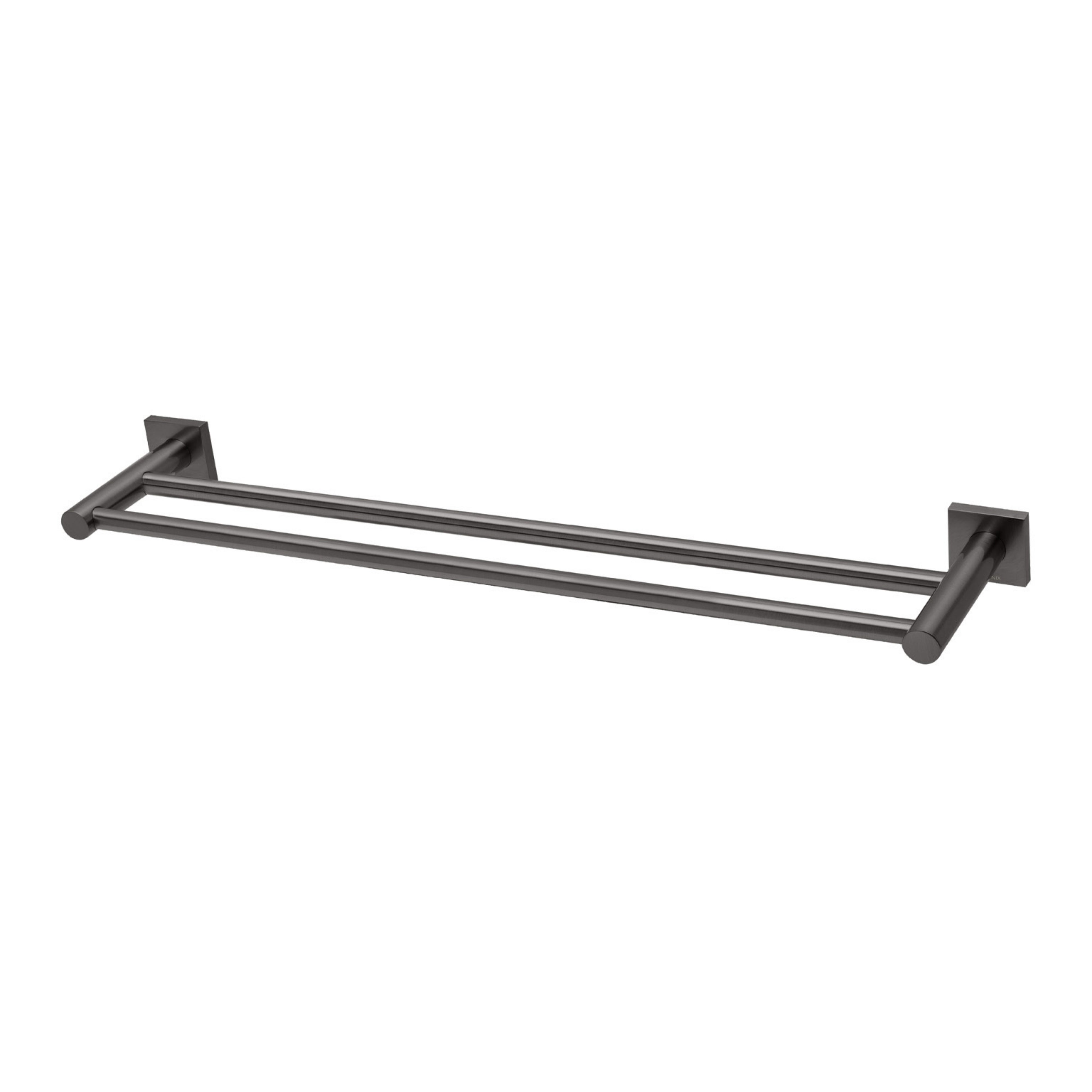 PHOENIX RADII DOUBLE NON-HEATED TOWEL RAIL SQUARE PLATE 600MM BRUSHED CARBON