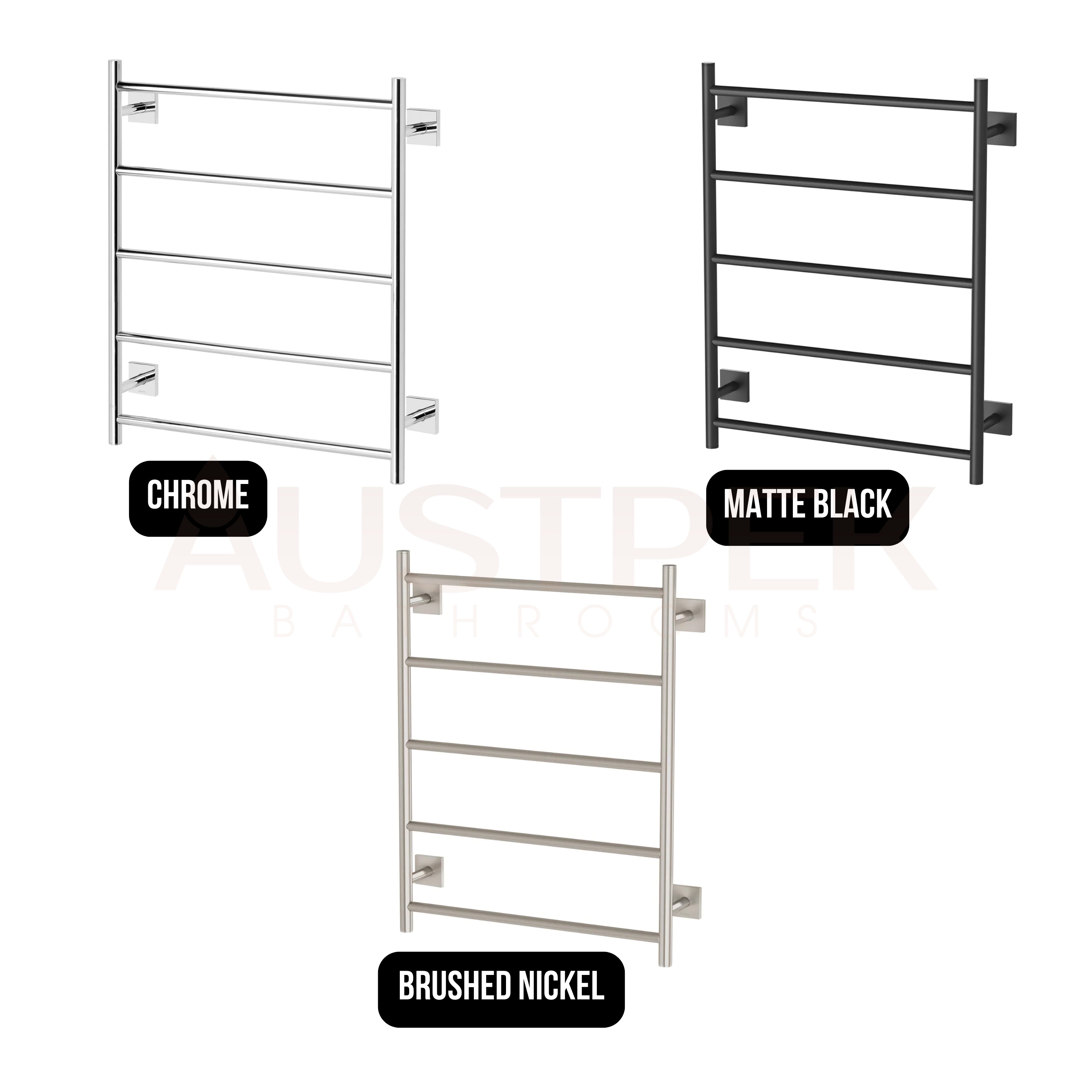 PHOENIX RADII NON-HEATED TOWEL LADDER SQUARE PLATE BRUSHED NICKEL 550MM X 740MM