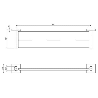 PHOENIX RADII METAL SHELF SQUARE PLATE BRUSHED CARBON 424MM
