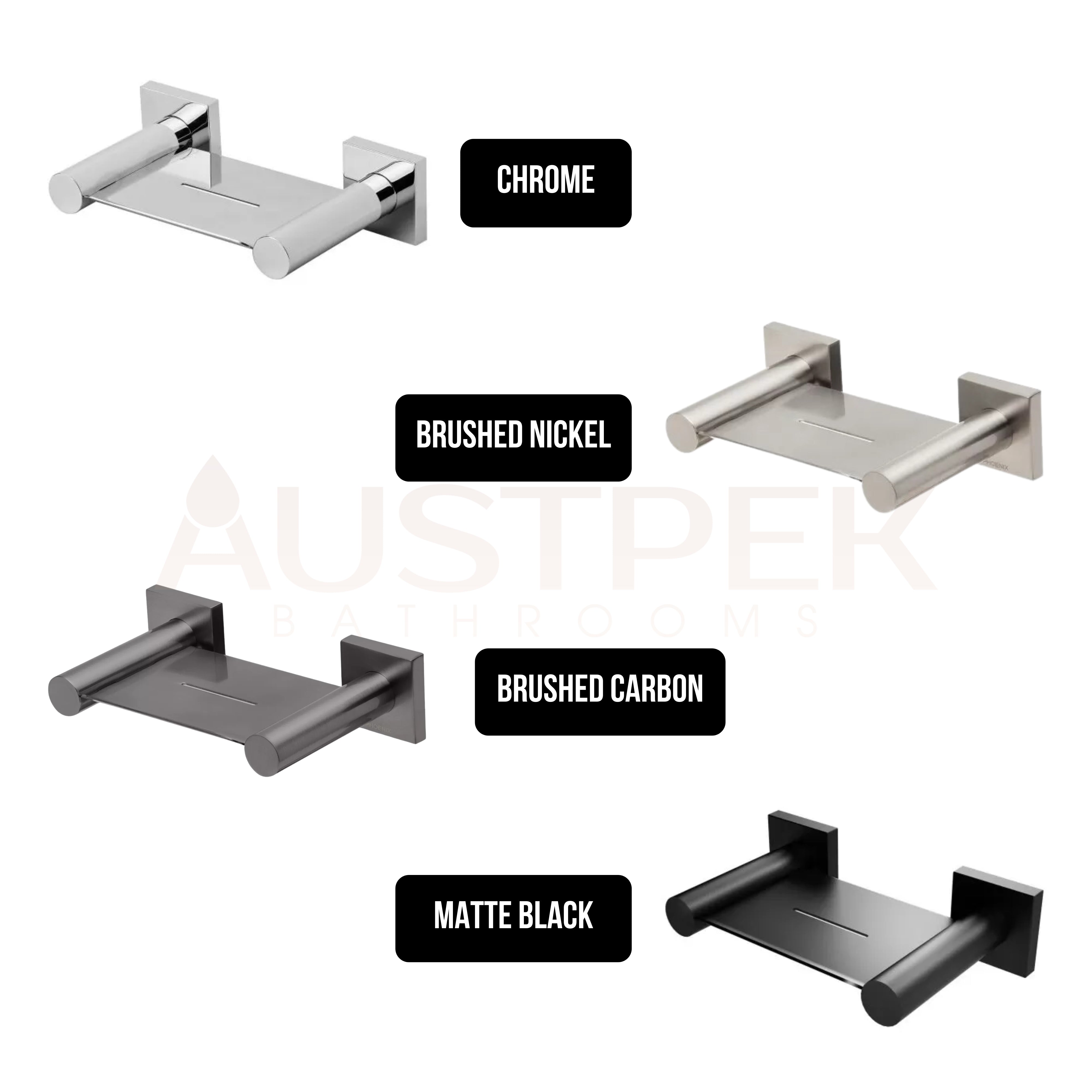 PHOENIX RADII SOAP DISH SQUARE PLATE CHROME 140MM