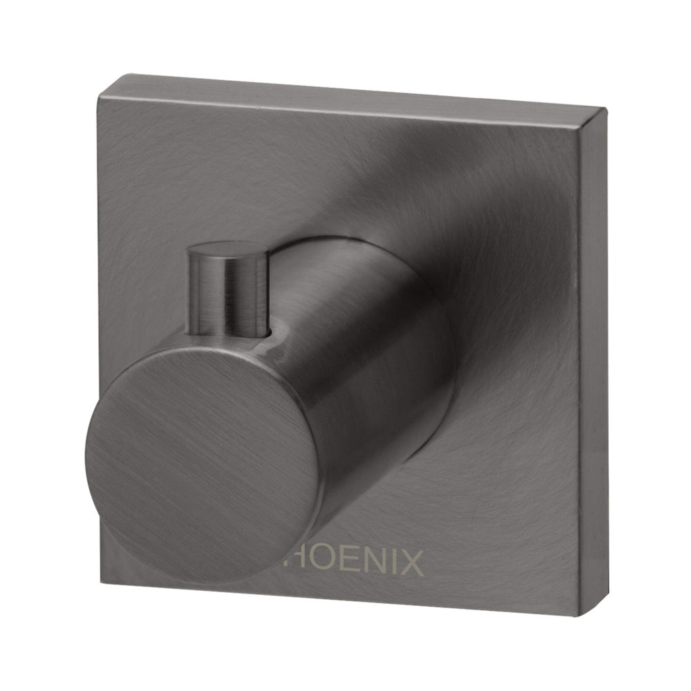 PHOENIX RADII ROBE HOOK SQUARE PLATE 50MM BRUSHED CARBON