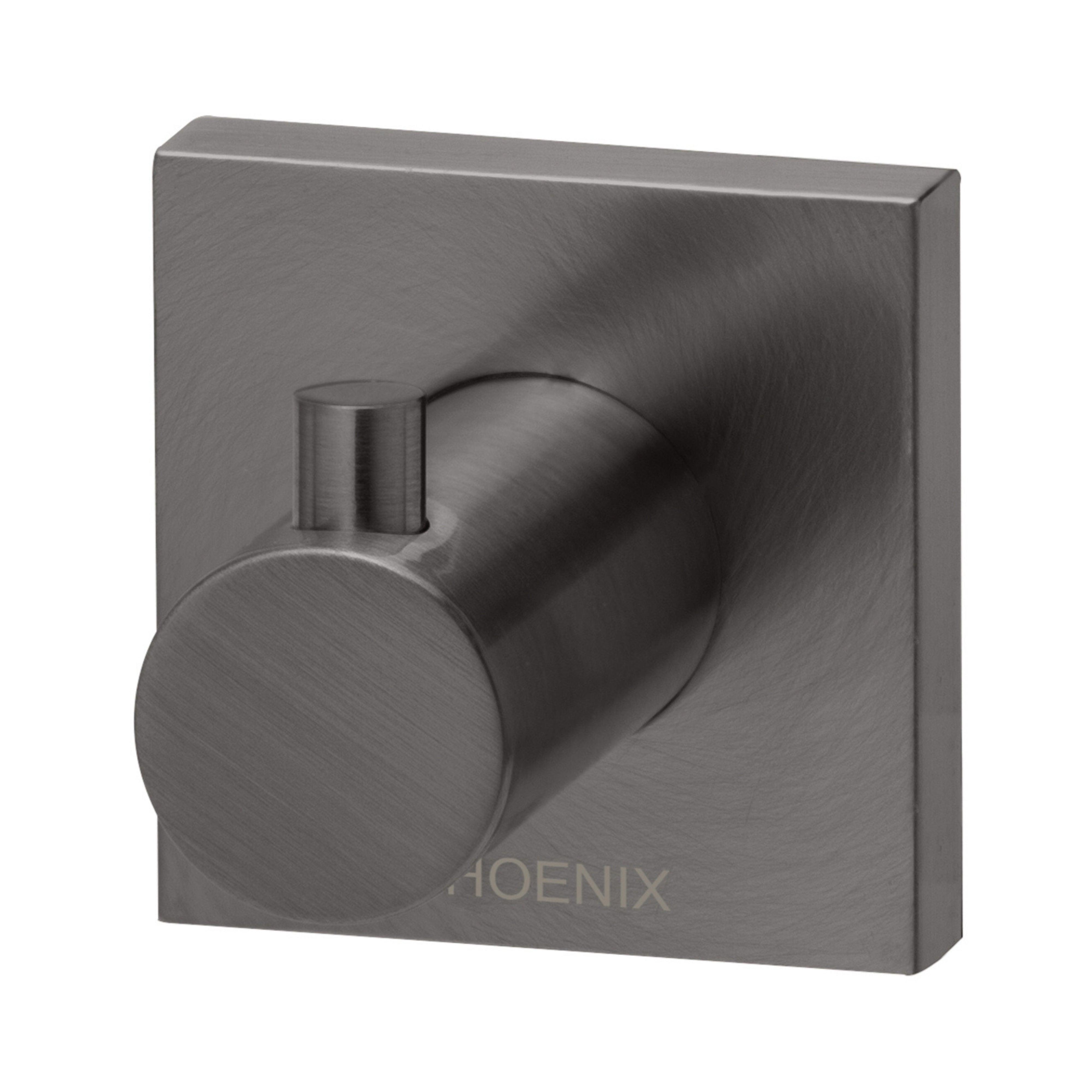 PHOENIX RADII ROBE HOOK SQUARE PLATE 50MM BRUSHED CARBON