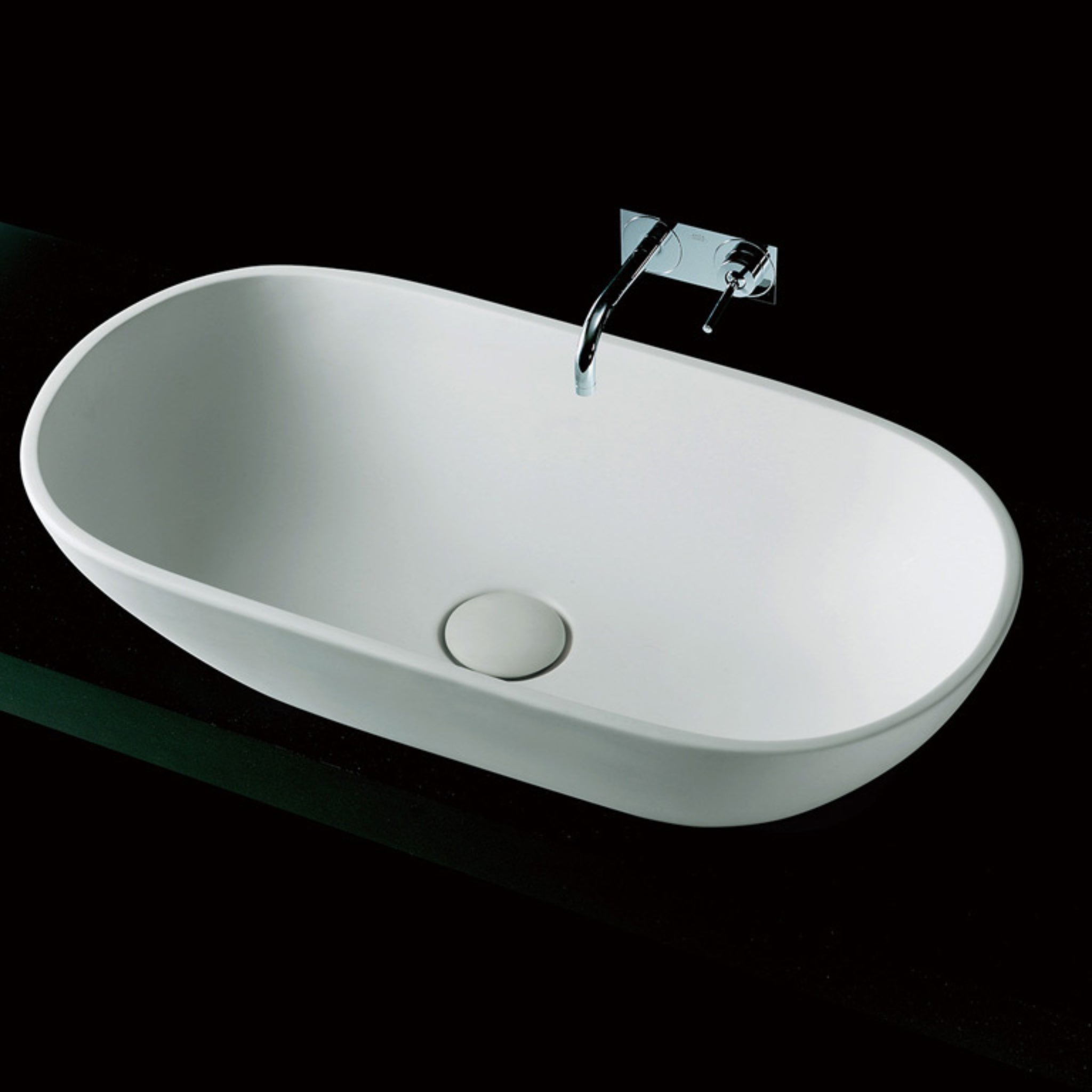 KASKADE AVEO OVAL ABOVE COUNTER STONE BASIN MATTE WHITE 600MM