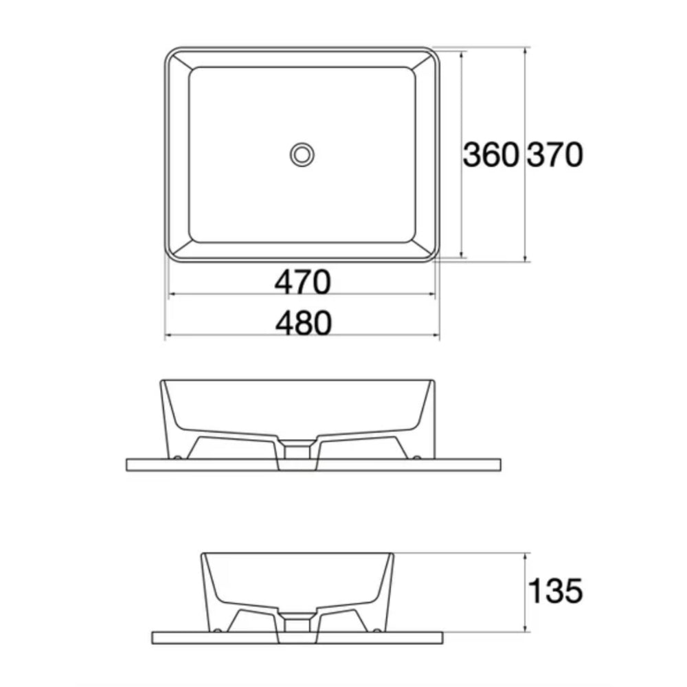 CLAYA RECTANGULAR ABOVE COUNTER BASIN GLOSS WHITE 480MM
