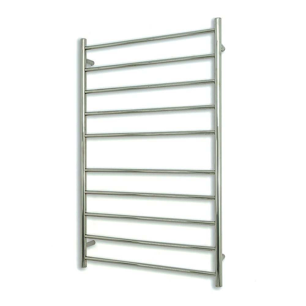 RADIANT HEATING 10-BARS ROUND HEATED TOWEL RAIL CHROME 130WATTS 750MM